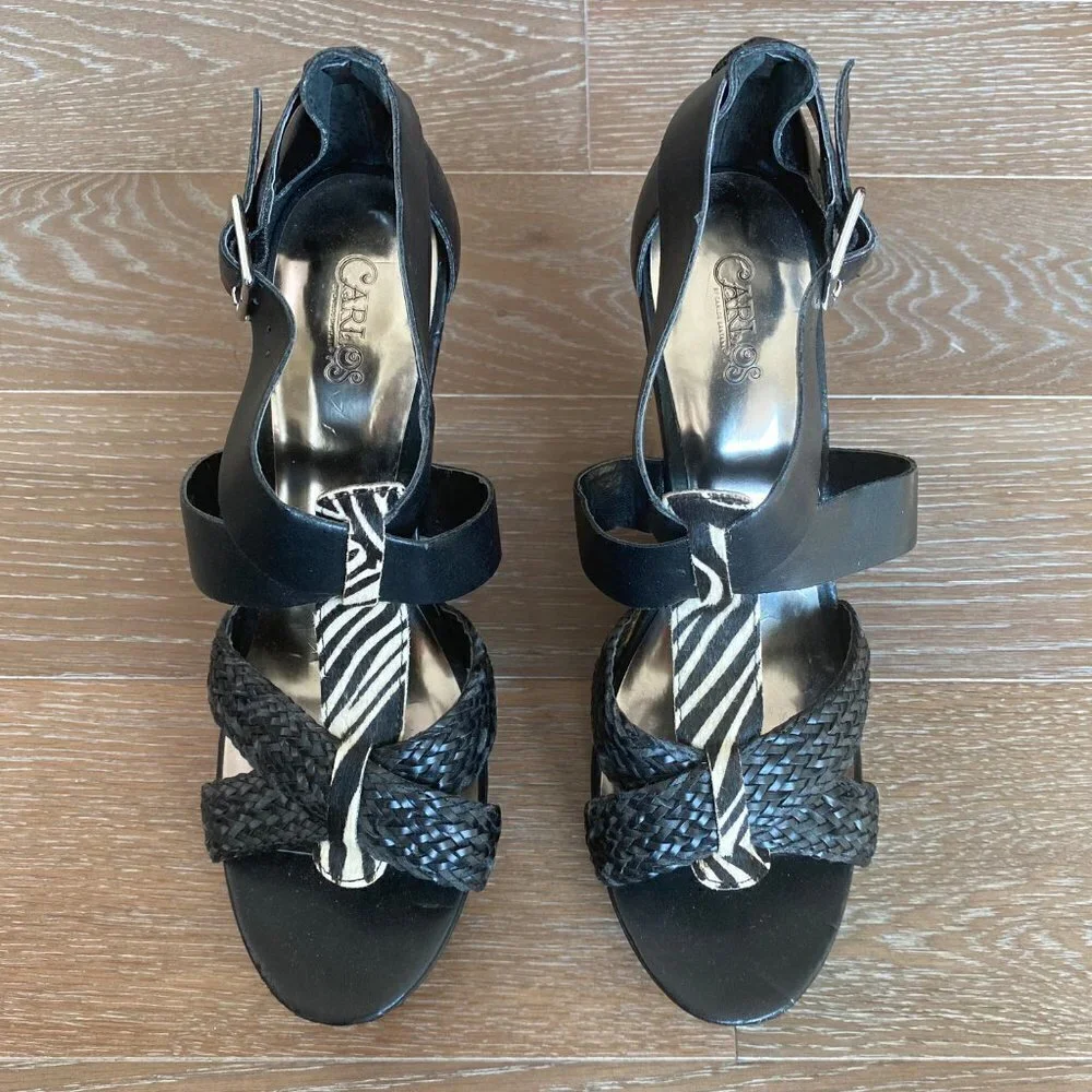 NEW Carlos Santana Zebra Wedge Sandals | 10